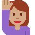 🙋🏽‍♀️ woman raising hand: medium skin tone display on Twitter